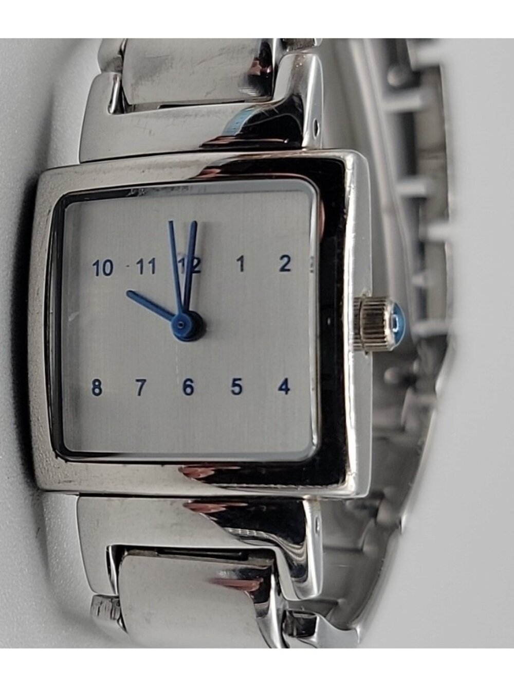 Vintage Android USA OKO Designs Square Silver Tone Women's Watch 22mm 6.5" 1990s - Picture 4 of 16